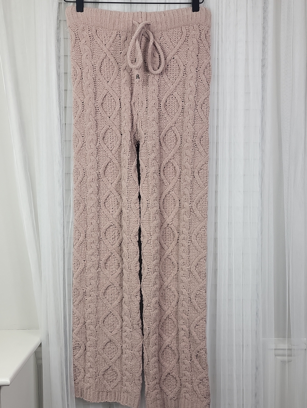 POL Women's Cable Knit Lounge Pants - Blush. Size S